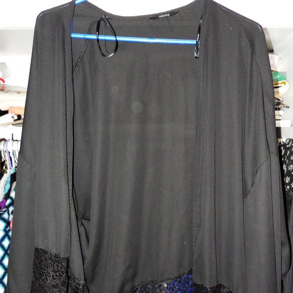 Forever 21 shawl jacket black poly lacy XL/1X? - Picture 1 of 3